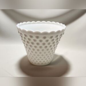 Vintage Fenton Milk Glass Hobnail Planter Pot